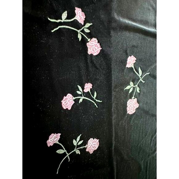 Y2K Black Velvet Dress Sparkly Roses Dark Romance Vampire Goth Dark Fairy SZ XL - Picture 5 of 9